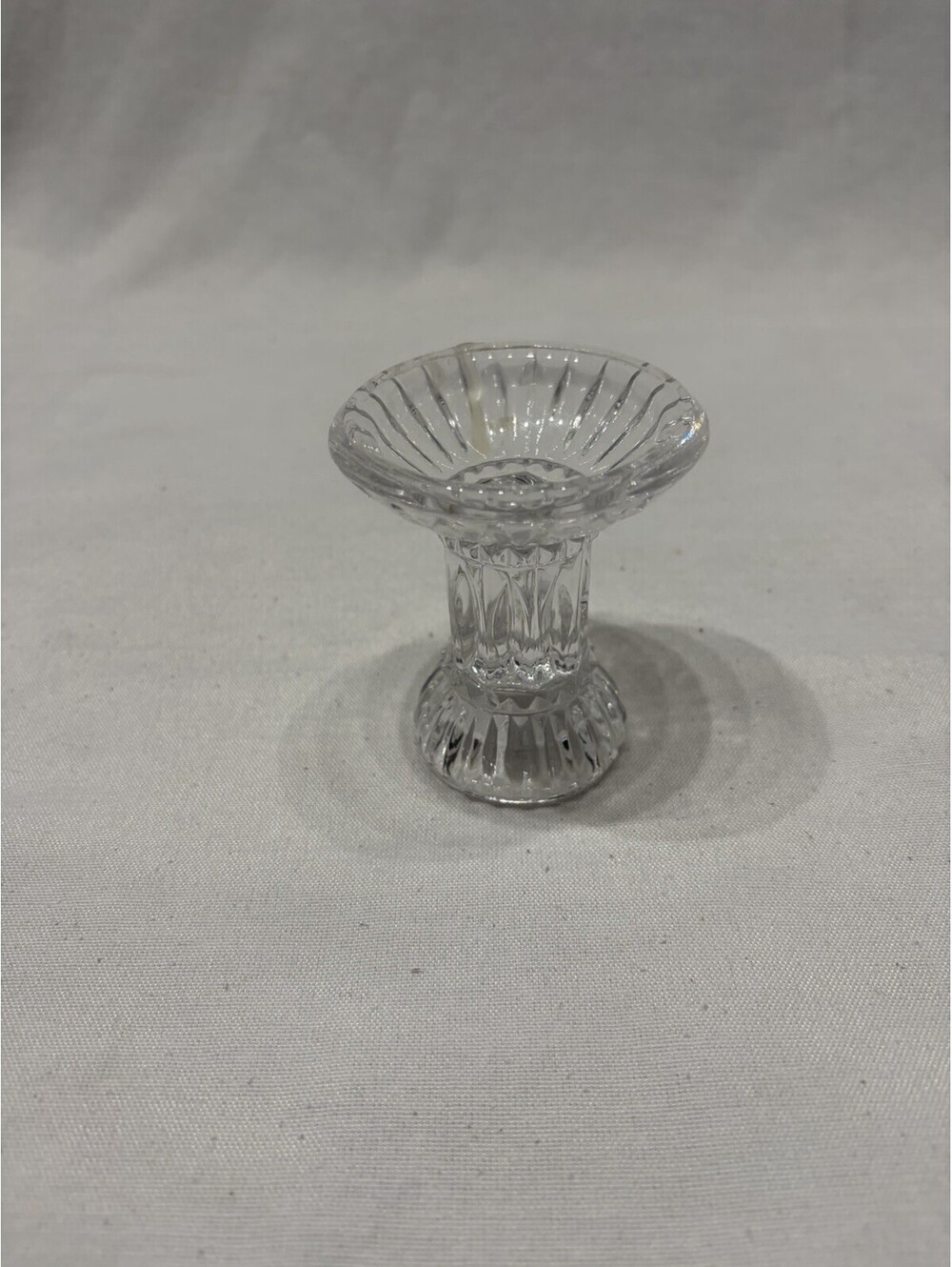 One Single Crystal Cut Candle Holder 3" Tall